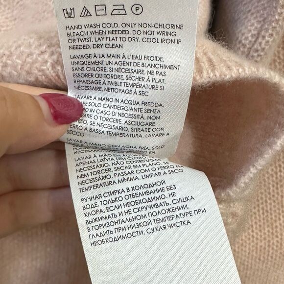 Club Monaco Honeycomb Crew Rose Cashmere Sweater, Size XSP - Picture 10 of 11